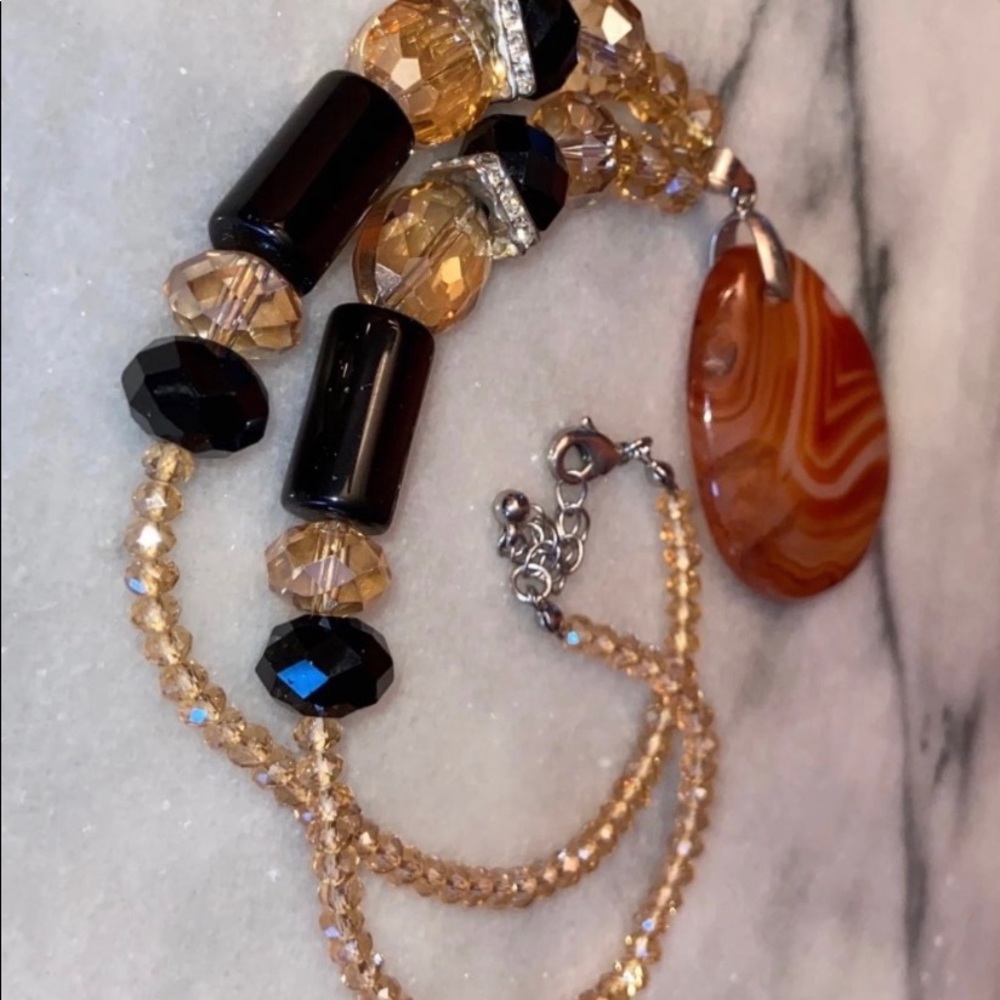Banded Carnelian Agate Necklace - Picture 5 of 9